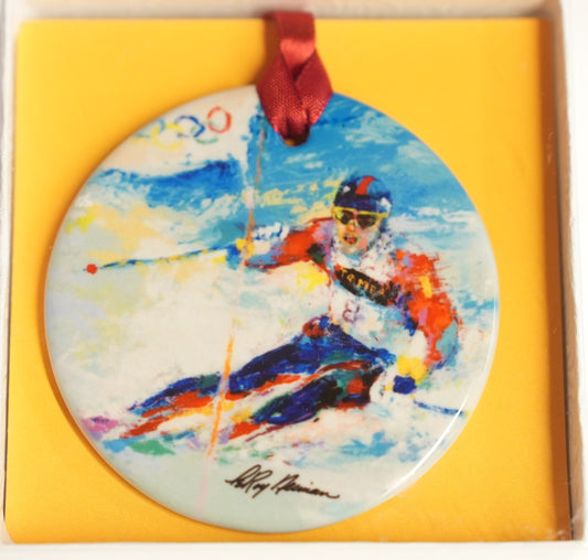 Leroy Neiman Porcelain Ornament Skier