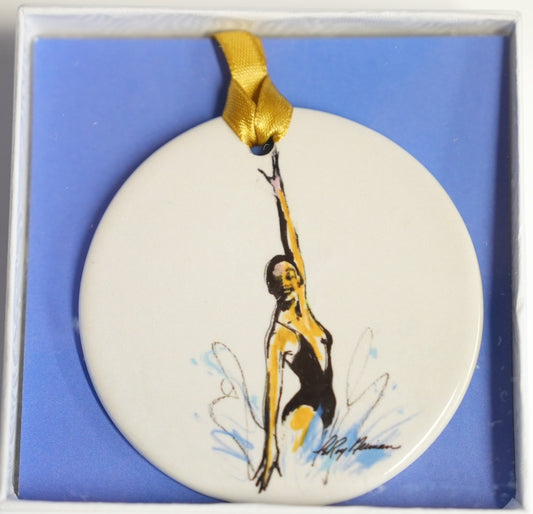 Leroy Neiman Porcelain Ornament Swimmer